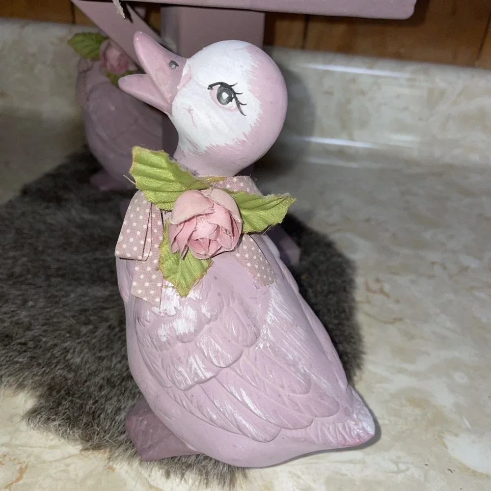 Ceramic Geese Duck With‎ Mailbox Egg Nest Four Birds